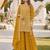 Yellow georgette semi stitched suit with embroidery beads & sequence work