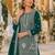 D green georgette semi stitched suit with embroidery beads & sequence work