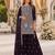 D purple georgette semi stitched suit with embroidery beads & sequence work
