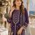 Violet fox georgette semi stitched suit with embroidery & khatli work
