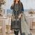 Navy fox georgette semi stitched suit with embroidery & khatli work