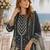 Navy fox georgette semi stitched suit with embroidery & khatli work