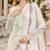 White & purple chiffon semi stitched suit with embroidery & sequence work