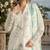 White & blue chiffon semi stitched suit with embroidery & sequence work