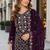 Purple chiffon  semi stitched suit with embroidered sequence work