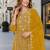 Yellow chiffon  semi stitched suit with embroidered sequence work