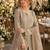 Cream heavy net readymade suit with embroidery & sequence work