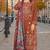 Orange cambric cotton semi stitched suit with embroidered & khatli work