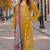 Yellow cambric cotton semi stitched suit with embroidered & khatli work