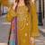 Yellow cambric cotton semi stitched suit with embroidered & khatli work