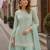 Sky blue georgette semi stitched suit with embroidered beads & sequence work