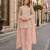 Peach georgette semi stitched suit with embroidered beads & sequence work