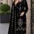 Black velvet semi stitched suit with embroidery sequence work