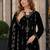 Black velvet semi stitched suit with embroidery sequence work