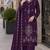 Purple velvet semi stitched suit with embroidery sequence work