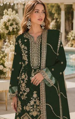 D green rangoli silk suit with embroidery & sequin work 2