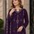 Purple velvet semi stitched suit with embroidery sequence work