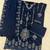 Navy blue velvet semi stitched suit with embroidery sequence work