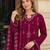 Red velvet semi stitched suit with embroidery sequence work