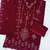 Red velvet semi stitched suit with embroidery sequence work