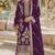 Purple rangoli silk semi stitched suit with embroidery & sequence work