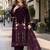 Purple velvet semi stitched suit with embroidery sequence work