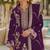 Purple rangoli silk semi stitched suit with embroidery & sequence work