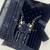Navy blue velvet semi stitched suit with embroidery sequence work