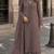 Brown faux georgette semi stitched suit with embroidery work
