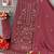 Maroon faux georgette semi stitched suit with embroidery work