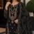 Black faux georgette semi stitched suit with embroidery & sequence work
