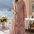 Peach silk semi stitched suit with embroidery & sequence work