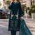 Green velvet semi stitched suit with embroidery sequence work