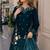 Green velvet semi stitched suit with embroidery sequence work