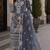 Grey faux georgette semi stitched suit with embroidery work