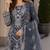 Grey faux georgette semi stitched suit with embroidery work