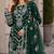 Green faux georgette semi stitched suit with embroidery work