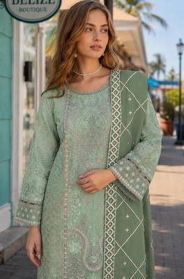 Pista chiffon semi stitched suit with embridery & sequin work 2