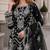 Black faux georgette semi stitched suit with embroidery work