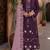 Dark purple embroidered faux georgette semi stitched salwar suit