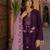 Dark purple embroidered faux georgette semi stitched salwar suit