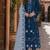 Blue embroidered faux georgette semi stitched salwar suit