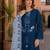Blue embroidered faux georgette semi stitched salwar suit