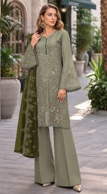 Mehendi embroidered faux georgette salwar suit 1