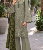 Mehendi embroidered faux georgette semi stitched salwar suit
