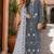 Grey embroidered faux georgette semi stitched salwar suit