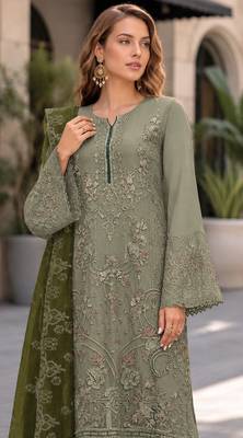 Mehendi embroidered faux georgette salwar suit 2