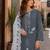 Grey embroidered faux georgette semi stitched salwar suit