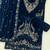 Teal blue velvet semi stitched suit with embroidery codding work
