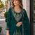 Dark green velvet semi stitched suit with embroidery codding work